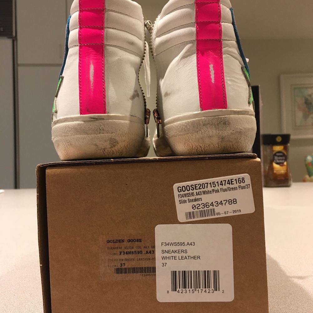 Golden Goose Slide Sneaker White Leather/Pink NIB - Picture 3 of 16